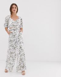 We Are Kindred Frenchie palazzo pants in white bouquet | spring floral trousers