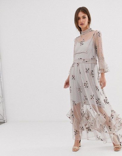 We Are Kindred Maryjane detail hem maxi dress in lilac mist | feminine occasion dresses