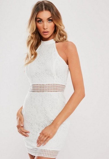 Missguided white lace 90s neck mini dress | floral party fashion - flipped