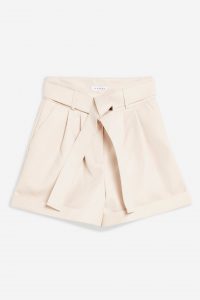 Topshop White Leather Look Oversized Shorts | tie waist short