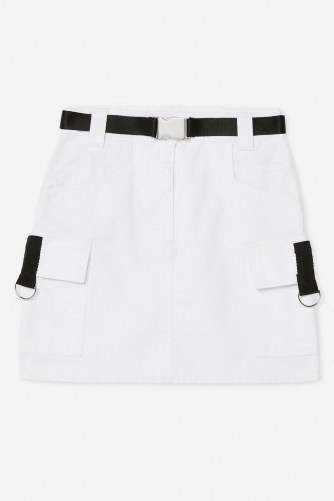 Topshop White Silver Clip Denim Skirt | casual mini skirts - flipped