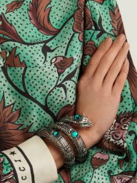 GUCCI Winding Snake sterling-silver and green crystal cuff
