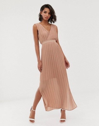 Y.A.S pleated wrap maxi dress in Cafe au lait - flipped