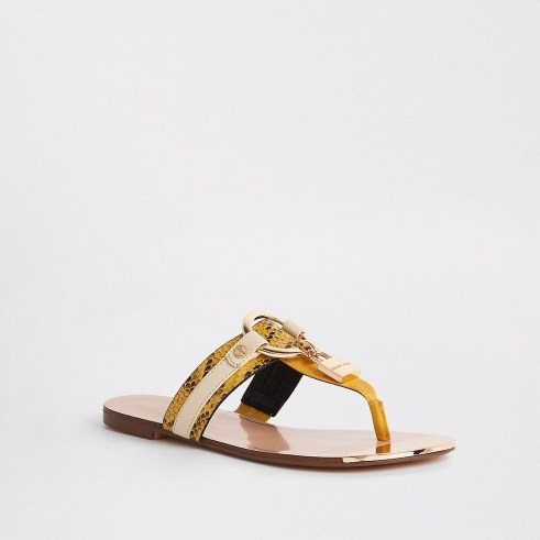 River Island Yellow padlock toe post sandals | spring / summer footwear - flipped