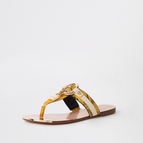 River Island Yellow padlock toe post sandals | spring / summer footwear