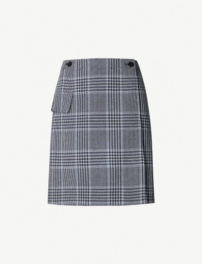 ACNE STUDIOS Ivonne checked cotton-blend mini skirt in navy / blue check print wrap skirts - flipped