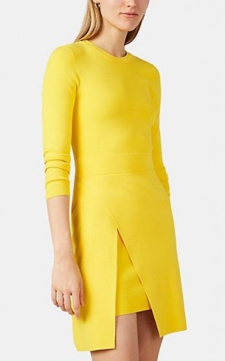 A.L.C. Hadley Wrap-Effect Sweaterdress in yellow ~ rib-knit sweater dresses - flipped