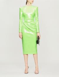 ALEX PERRY Corbet sequinned midi dress in green | vintage glamour