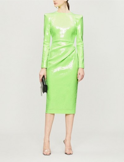 ALEX PERRY Corbet sequinned midi dress in green | vintage glamour - flipped