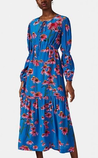ALICE ARCHER Ismene Floral Silk Tiered Maxi Dress in Blue - flipped