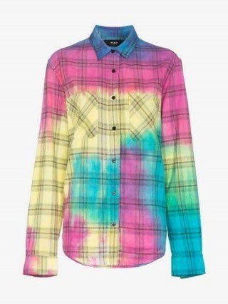 Amiri Rainbow Tie Dye Plaid Cotton Shirt / checked shirts - flipped