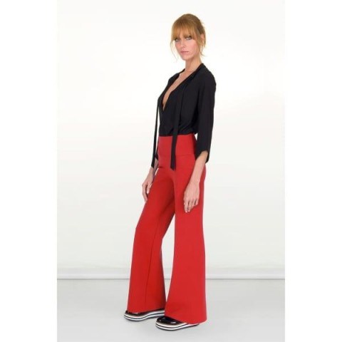 Anya Red Tuxedo Style Trousers by SDress | Wolf & Badger - flipped
