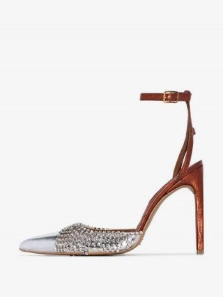 Area 110 Crystal Embellished Pumps in silver and bronze | luxe heels - flipped