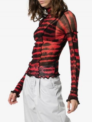 Asai Hot Wok Patchwork Tie-Dye Top in red and black