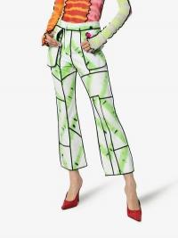 Asai Jungle Patchwork Reversible Trousers in white, black and green / hand painted tie-dye pants