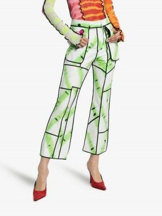Asai Jungle Patchwork Reversible Trousers in white, black and green / hand painted tie-dye pants - flipped