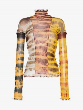 Asai Sheer Tie-Dye Stretch Top / fitted high neck tops - flipped