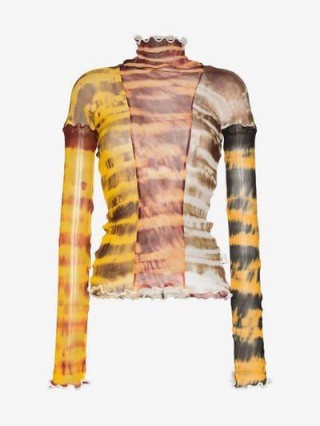 Asai Sheer Tie-Dye Stretch Top / fitted high neck tops