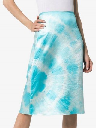 Ashley Williams Tie Dye Silk Pencil Skirt in blue and white