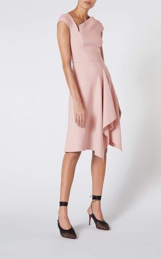 ROLAND MOURET AUGUSTUS DRESS in PALE PINK ~ asymmetric dresses ~ contemporary clothing - flipped