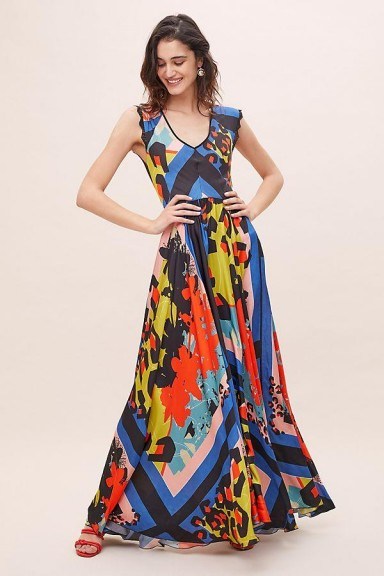 SFIZIO Selina Abstract-Print Maxi Dress ASSORTED. LONG MIXED PRINT DRESSES - flipped