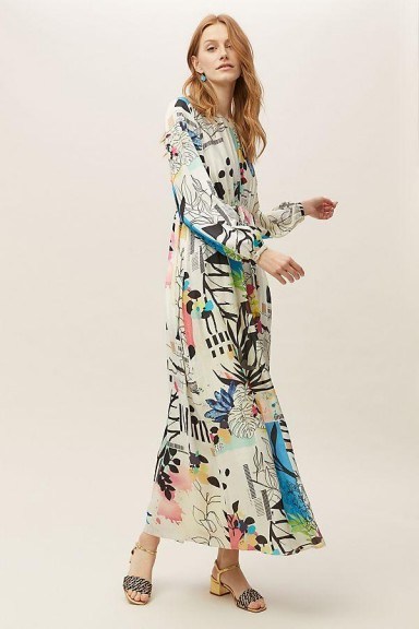 ANTHROPOLOGIE Genna Printed Maxi Dress in Assorted / abstract geometric prints - flipped
