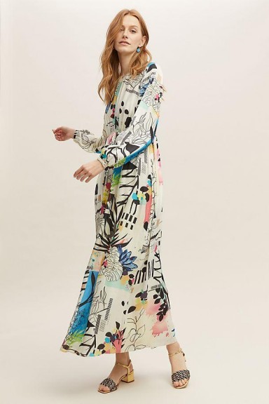 ANTHROPOLOGIE Genna Printed Maxi Dress in Assorted / abstract geometric prints
