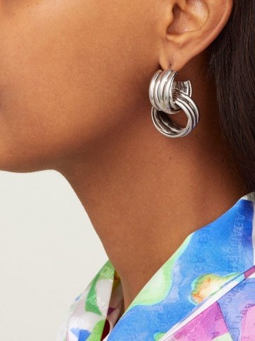 BALENCIAGA BB double-hoop silver-tone earrings - flipped