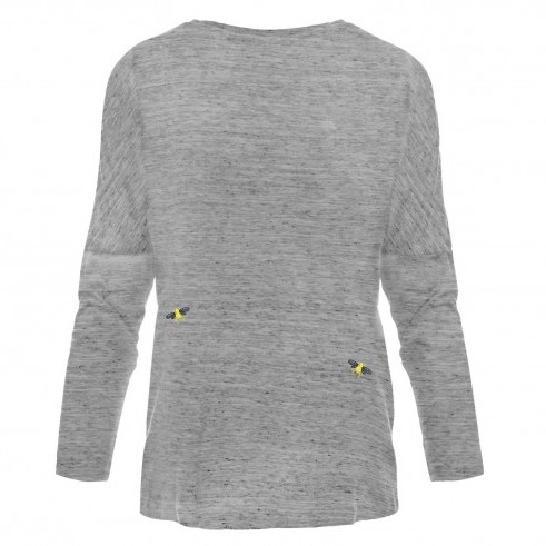Bee Embroidered Dropped Shoulder T-Shirt Grey Women by INGMARSON | Wolf & Badger - flipped