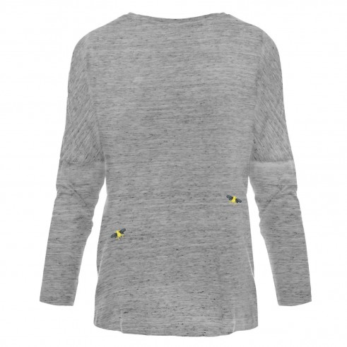 Bee Embroidered Dropped Shoulder T-Shirt Grey Women by INGMARSON | Wolf & Badger