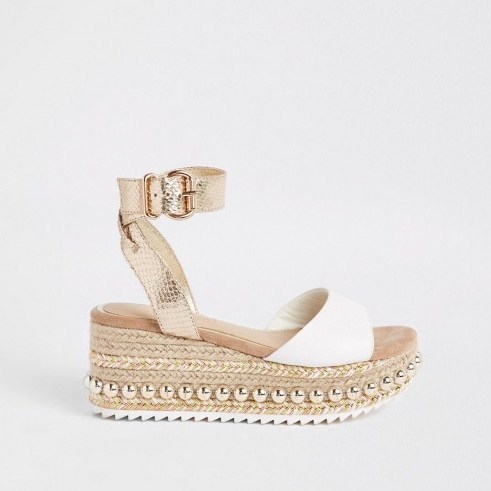 River Island Beige studded flatform espadrille wedges | luxe style wedged flatforms - flipped