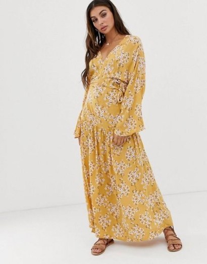Billabong maxi beach dress in floral in yellow multi | long summer holiday dresses - flipped