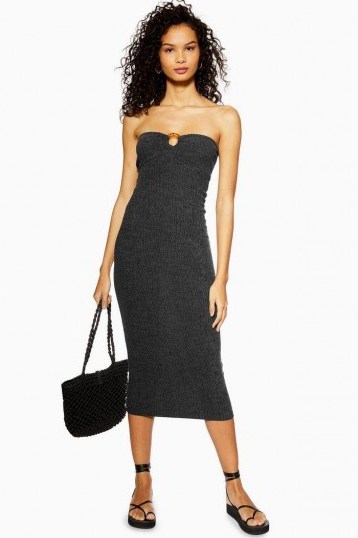 Topshop Black Horn Ring Column Dress in Washed Black | casual summer glamour - flipped