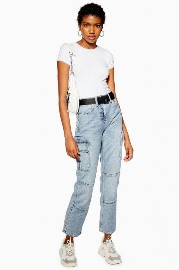 Topshop Bleach Belted Utility Straight Jeans | utilitarian denim - flipped