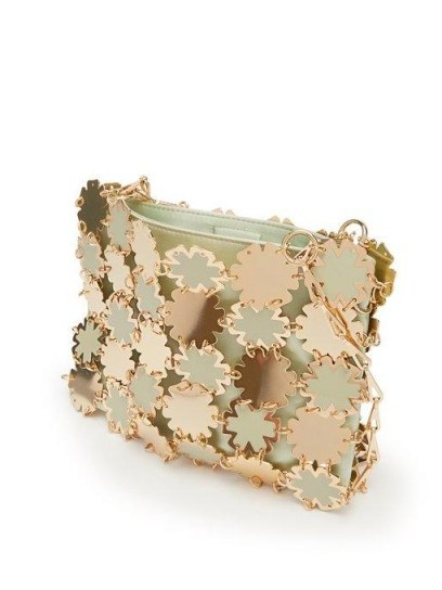 PACO RABANNE Blossom 1969 metal and satin shoulder bag ~ gold and mint green metallic bags - flipped