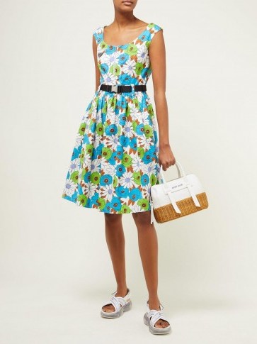 PRADA Blossom-print cotton-poplin dress ~ vintage style summer dresses - flipped