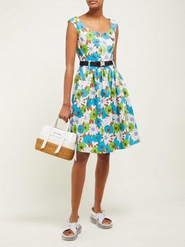PRADA Blossom-print cotton-poplin dress ~ vintage style summer dresses