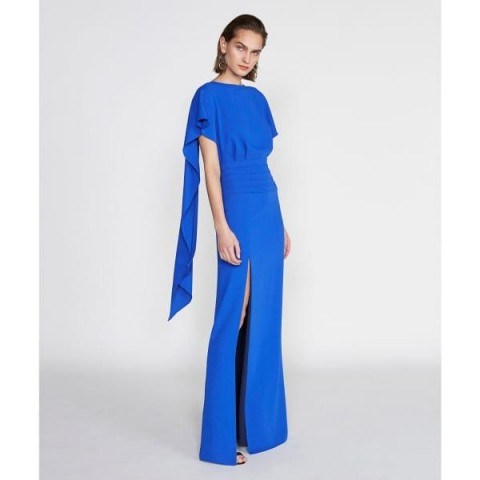 Blue Monterose Dress by Outline | Wolf & Badger | Detailed with a square-cut draped sleeve detail and floor-sweeping length, the Monterose maxi dress is your shortcut to instant glamour - flipped