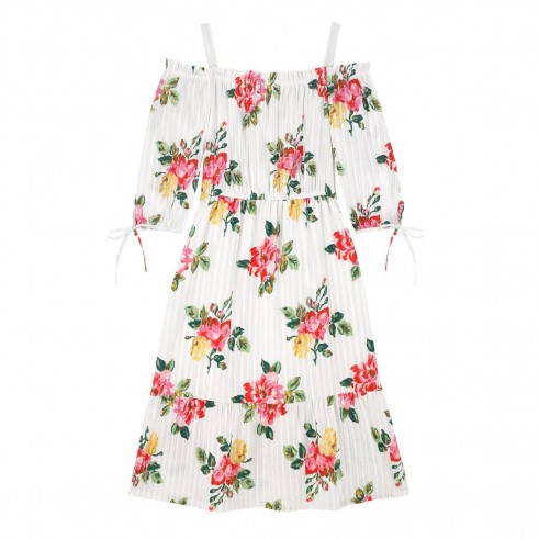 CATH KIDSTON BOX FLORA SPRAY OFF SHOULDER COTTON DRESS / cute floral summer dresses
