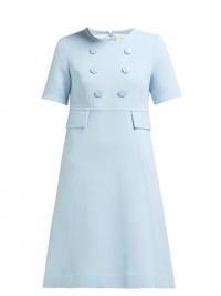 GOAT Brigitte wool-crepe dress in blue | vintage style dresses