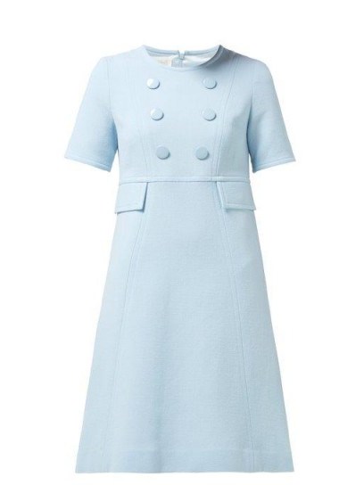 GOAT Brigitte wool-crepe dress in blue | vintage style dresses - flipped