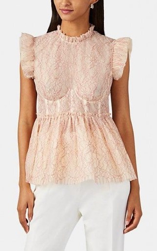 BROCK COLLECTION Ruffle Floral-Lace Bustier Peplum Top / feminine designs - flipped