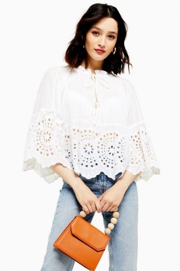 Topshop Boderie Smock Blouse in Ivory | smocked boho top - flipped