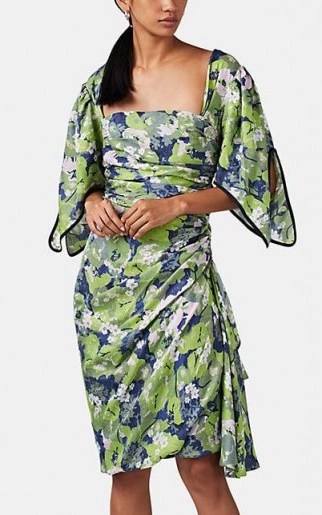 BROGGER Juliana Floral Jacquard Dress in Green ~ chic gathered dresses - flipped