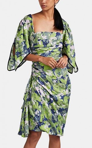 BROGGER Juliana Floral Jacquard Dress in Green ~ chic gathered dresses