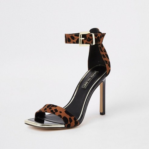 RIVER ISLAND Brown leopard print barely there sandals – animal prints
