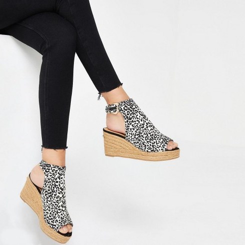 River Island Brown leopard print wedge sandals | animal wedges - flipped