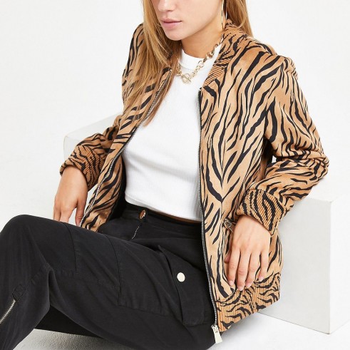 River Island Brown tiger print bomber jacket | animal printed jackets