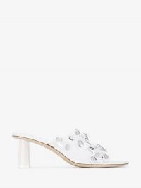 BY FAR White Gorgeous 57 Stud Embellished PVC Sandals | luxe mules