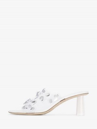 BY FAR White Gorgeous 57 Stud Embellished PVC Sandals | luxe mules - flipped